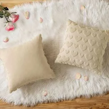 MIULEE Beige Valentine's Pillow Covers 18x18 Inch - Set of 2