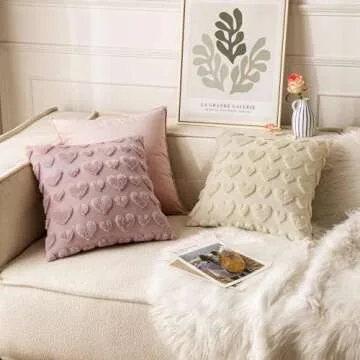 MIULEE Beige Valentine's Pillow Covers 18x18 Inch - Set of 2