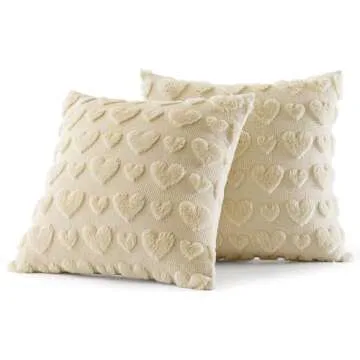MIULEE Beige Valentine's Pillow Covers 18x18 Inch - Set of 2