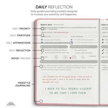 Best Daily Journal for Men & Women for Mindfulness, Productivity, Happiness & Self Care | Gratitude Journal, Affirmation Journal, Positivity Journal, Manifestation Journal, Self-Care Journal, Habit Tracker & Daily Journal with Prompts (Pink)