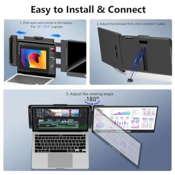 Maxfree S1 Laptop Screen Extender - 14'' Laptop Monitor Extender Dual Screen Plug & Play, 1080P FHD Portable Monitor for 13-17'' Laptops, Compatible with macOS/Windows/Dex/Android/Switch/PS5