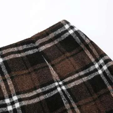 IDEALSANXUN Womens High Waist Plaid Skirt Bodycon Pencil Wool Mini Skirts(Coffee, S)
