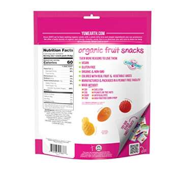YumEarth Organic Tropical Flavored Fruit Snacks, 60- 0.7oz. Snack Packs, Allergy Friendly, Gluten Fr...