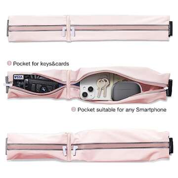 Running Belt, Belt Bag for Women, Phone Holder for Running, Reflective Belt Pouch for Running,Workout Hiking Waist Bag Adjustiable Waist Sizes(19"-55")