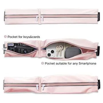 Running Belt, Belt Bag for Women, Phone Holder for Running, Reflective Belt Pouch for Running,Workout Hiking Waist Bag Adjustiable Waist Sizes(19"-55")
