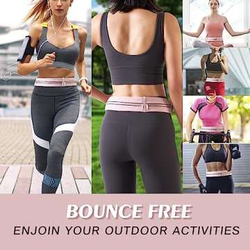 Running Belt, Belt Bag for Women, Phone Holder for Running, Reflective Belt Pouch for Running,Workout Hiking Waist Bag Adjustiable Waist Sizes(19"-55")