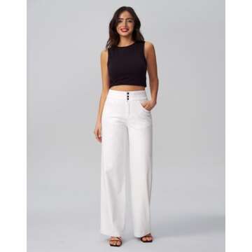 Roswear Women's Stylish Wide Leg High Waisted Jeans