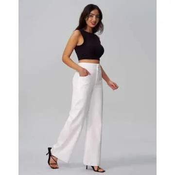Roswear Women's Stylish Wide Leg High Waisted Jeans
