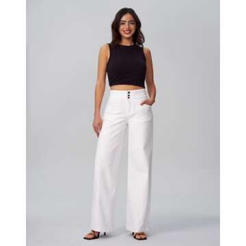 Roswear Women's Stylish Wide Leg High Waisted Jeans