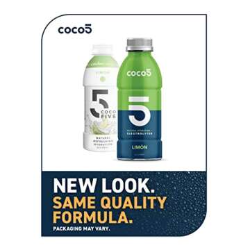 COCO5 Clean Sports Hydration Limon Flavor | 100% Natural | 50% Less Sugar | Nothing Artificial | Non-GMO | Gluten Free | Developed by Pro Trainers for Pro Athletes | 16.9 Ounce (Pack of 12)