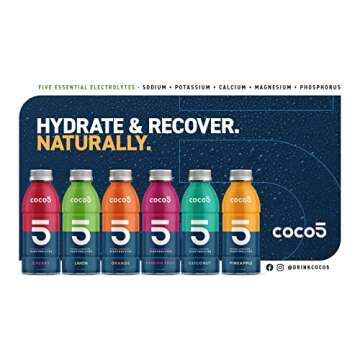 COCO5 Clean Sports Hydration Limon Flavor | 100% Natural | 50% Less Sugar | Nothing Artificial | Non-GMO | Gluten Free | Developed by Pro Trainers for Pro Athletes | 16.9 Ounce (Pack of 12)