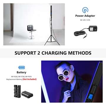 Neewer 2-Pack RGB LED Light Stick Kit, 21W Dimmable 3200K~5600K Bi-Color Handheld Light with 2.4G Remote/360° Full Color/CRI 95+/10 Scenes/Stand/Bag for YouTube and Studio Photography