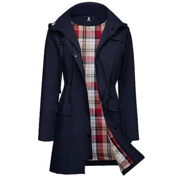 SaphiRose Waterproof Rain Jacket for Women Lightweight Raincoat