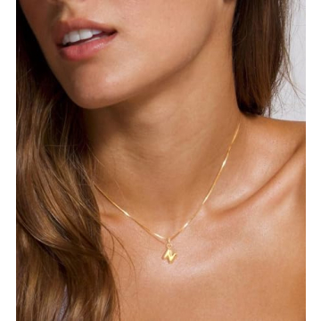 KOHOTA Gold Bubble Letter Necklace for Women 14k Gold Plated Balloon Initial Letter Pendant Necklace Personalized Dainty Tiny A-Z Name Charm Choker Necklace Simple Cute Trendy Jewelry Gift for Women