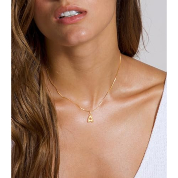 KOHOTA Gold Bubble Letter Necklace for Women 14k Gold Plated Balloon Initial Letter Pendant Necklace Personalized Dainty Tiny A-Z Name Charm Choker Necklace Simple Cute Trendy Jewelry Gift for Women