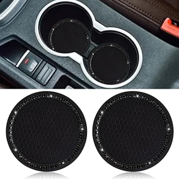 SUNCARACCL Car Cup Holder Coaster, 2 Pack Universal Bling Vehicle Insert (2.75" Diameter), Crystal R...