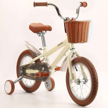Kids Bike Basket Wicker Woven Front Bicycle Basket for Boys Girls Mini Handlebar Basket for Kids Bik...