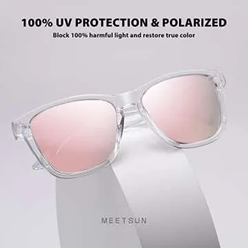 MEETSUN Polarized Sunglasses for Women Men Trendy Classic Retro Designer Style Fashion UV400 Protection 3 PACK Black Brown Gradient Pink Mirrored