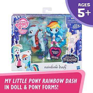 My Little Pony Rainbow Dash Toys - Glitter Pony & Equestria Girls Doll, Kids Ages 5 and Up