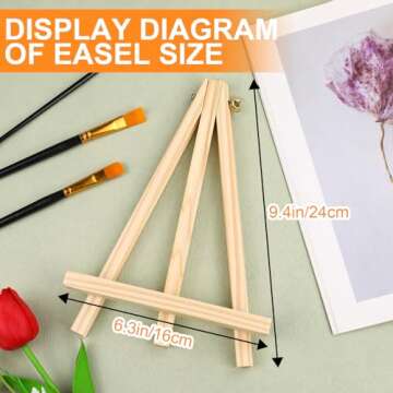 ESRICH 16 Pack 9 Inch Wood Easels, Easel Stand for Painting Canvases, Art and Crafts, Tripod, Painti...