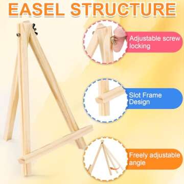 ESRICH 16 Pack 9 Inch Wood Easels, Easel Stand for Painting Canvases, Art and Crafts, Tripod, Painting Party Easel, Kids Student Tabletop Easels for Painting, Portable Canvas Photo Picture Sign Holder