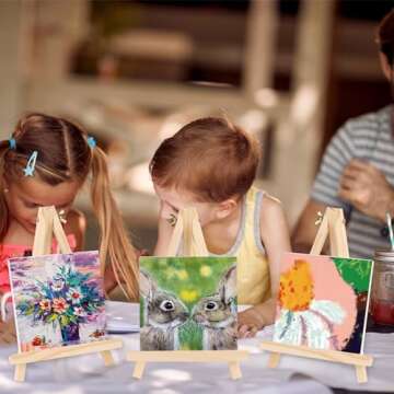 ESRICH 16 Pack 9 Inch Wood Easels, Easel Stand for Painting Canvases, Art and Crafts, Tripod, Painting Party Easel, Kids Student Tabletop Easels for Painting, Portable Canvas Photo Picture Sign Holder