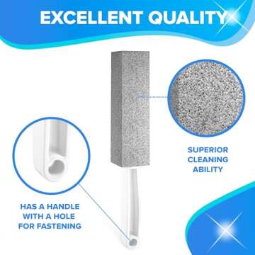 DISIWENE Pumice Cleaning Stone with Handle Toilet Bowl Cleaner Hard Water Ring Remover for Bath/Pool/Kitchen/Household Cleaning (2)