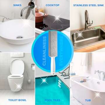 DISIWENE Pumice Cleaning Stone with Handle Toilet Bowl Cleaner Hard Water Ring Remover for Bath/Pool/Kitchen/Household Cleaning (2)