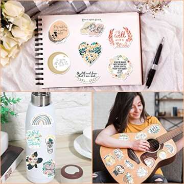 VGZZ Bible Stickers - 100PCS Jesus Scripture Stickers, Verse Journaling Supplies, Adults Decals for Water Bottles