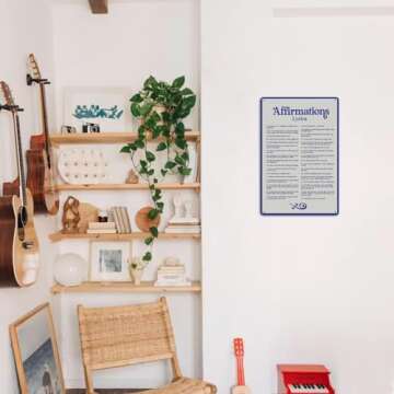 Affirmations Positive Lyrics Sign for Music Lovers 8X12