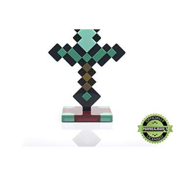 Minecraft Diamond Sword 14 Inch USB Desk LED Night Light - Decorative, Fun, Safe & Awesome Bedside Mood Lamp Toy for Baby, Boys, Teen, Adults & Gamers - Best for Home's Bedroom, Living Room Or Office