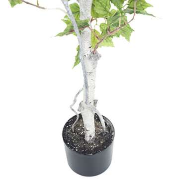 Birch Artificial Tree - 60-Inch Potted Faux Plant with Natural Looking Leaves for Office or Home Dec...