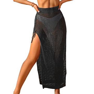 ZAFUL Women's Crochet Swim Cover Up Maxi Beach Skirt Sarong