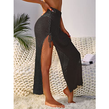 ZAFUL Women's Crochet Swim Cover Up Maxi Beach Skirt Sarong