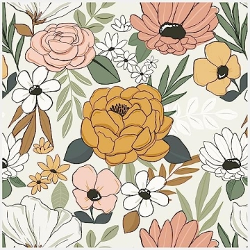 HAOKHOME Vintage Large Floral Peel and Stick Wallpaper for Elegant Home Decor