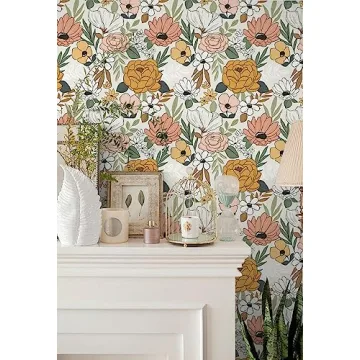HAOKHOME Floral Peel and Stick Wallpaper 17.7in x 6.6ft