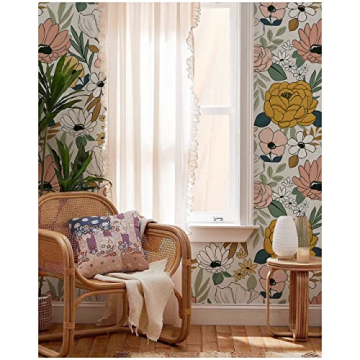 HAOKHOME Floral Peel and Stick Wallpaper 17.7in x 6.6ft