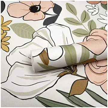 HAOKHOME Floral Peel and Stick Wallpaper 17.7in x 6.6ft