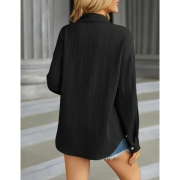 Stylish HOTOUCH Black Button Up Shirt for Women - Versatile Blouse