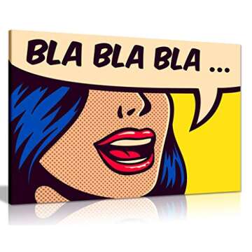 Modern Pop Art Girl Bla Bla Canvas Wall Art Picture Print (24x16)
