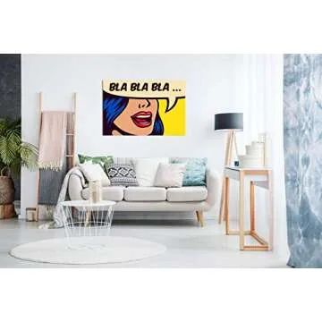 Modern Pop Art Girl Bla Bla Canvas Wall Art Picture Print (24x16)