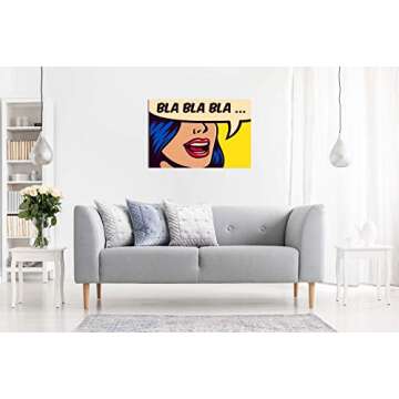 Modern Pop Art Girl Bla Bla Canvas Wall Art Picture Print (24x16)