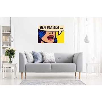 Modern Pop Art Girl Bla Bla Canvas Wall Art Picture Print (24x16)