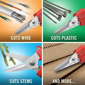 Clauss Spring-Action Stainless Steel Wire Cutters / Pruning Shears For Gardening, Red, 7.5’’ (33503)