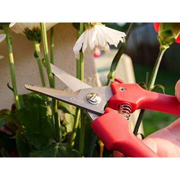 Clauss Spring-Action Stainless Steel Wire Cutters / Pruning Shears For Gardening, Red, 7.5’’ (33503)
