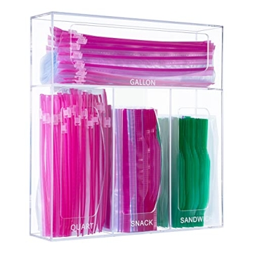 Aphbrada Acrylic Ziplock Bag Storage Organizer for Kitchen Drawer
