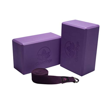 Clever Yoga Blocks 2 Pack with Strap - Lightweight Foam Yoga Set for All Levels