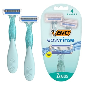 BIC EasyRinse Anti-Clogging Women's Disposable Razors for a Smoother Shave With Less Irritation*, Ea...