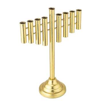 WOPARTY Hanukkah Menorah Jewish Candle Sticks - Holyland 9 Branch Candle Holder （10״ high,Gold