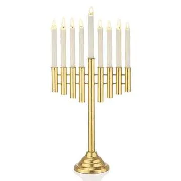 WOPARTY Hanukkah Menorah Jewish Candle Sticks - Holyland 9 Branch Candle Holder （10״ high,Gold